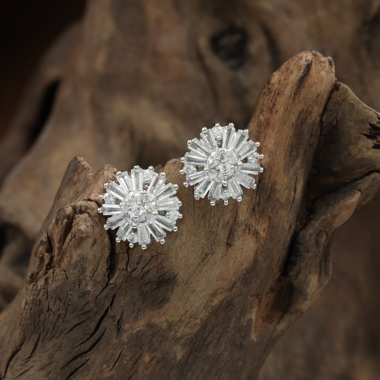 Treasury Floral Burst Stud with Encircled Bar Arrangement