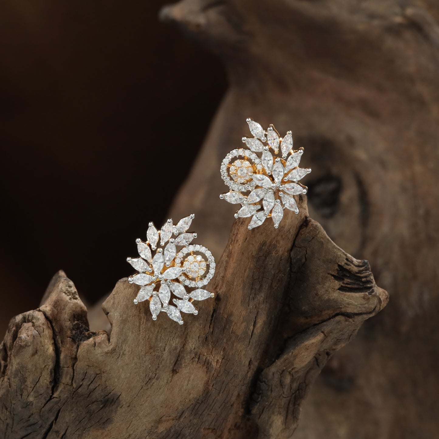 Framed Bloom Stud with Decorative Marquise Detailing