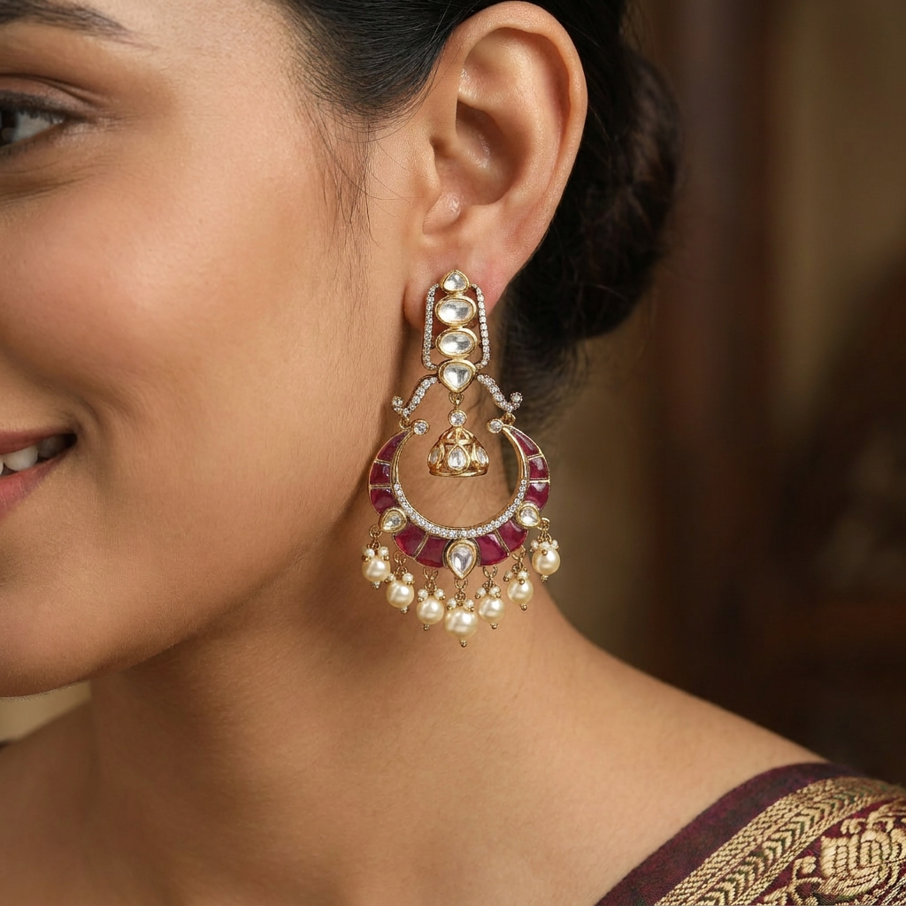 Royal Circle Kundan Hanging with Decorative Border Formation