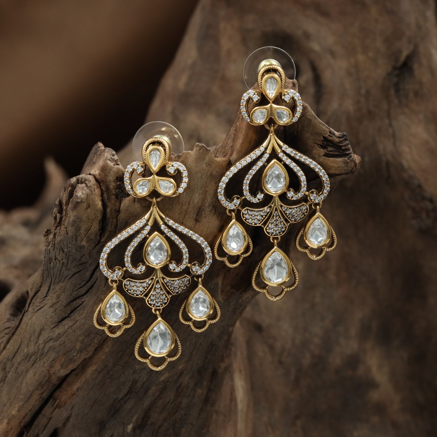 Lotus Arch Kundan Hanging with Open Pear Layout and Drop Tassel Detailing
