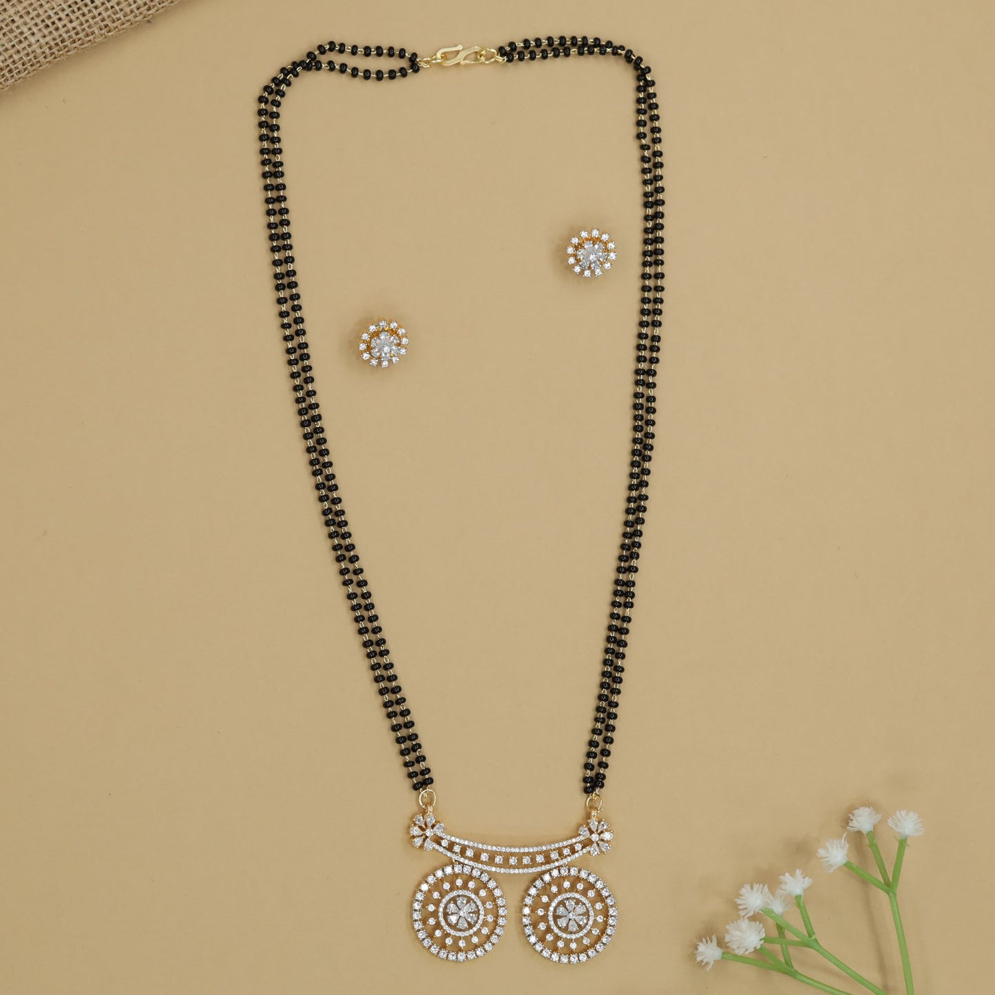 Royal Twin Disc Mangalsutra with Circular Pendant Drops