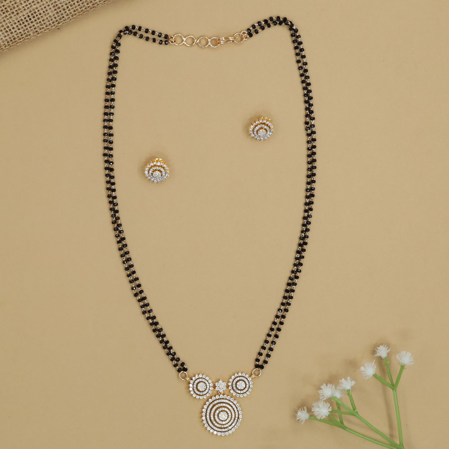 Circular Disc Gj Mangalsutra with Layered Round Pendant Arrangement