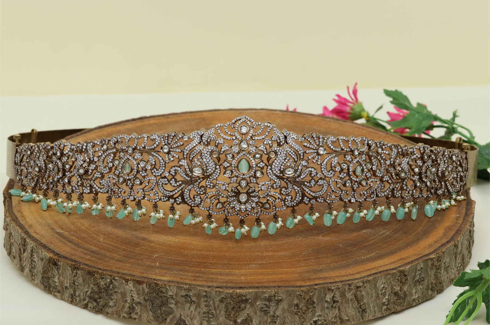 Grand Peacock Design Dabu with Hanging Border