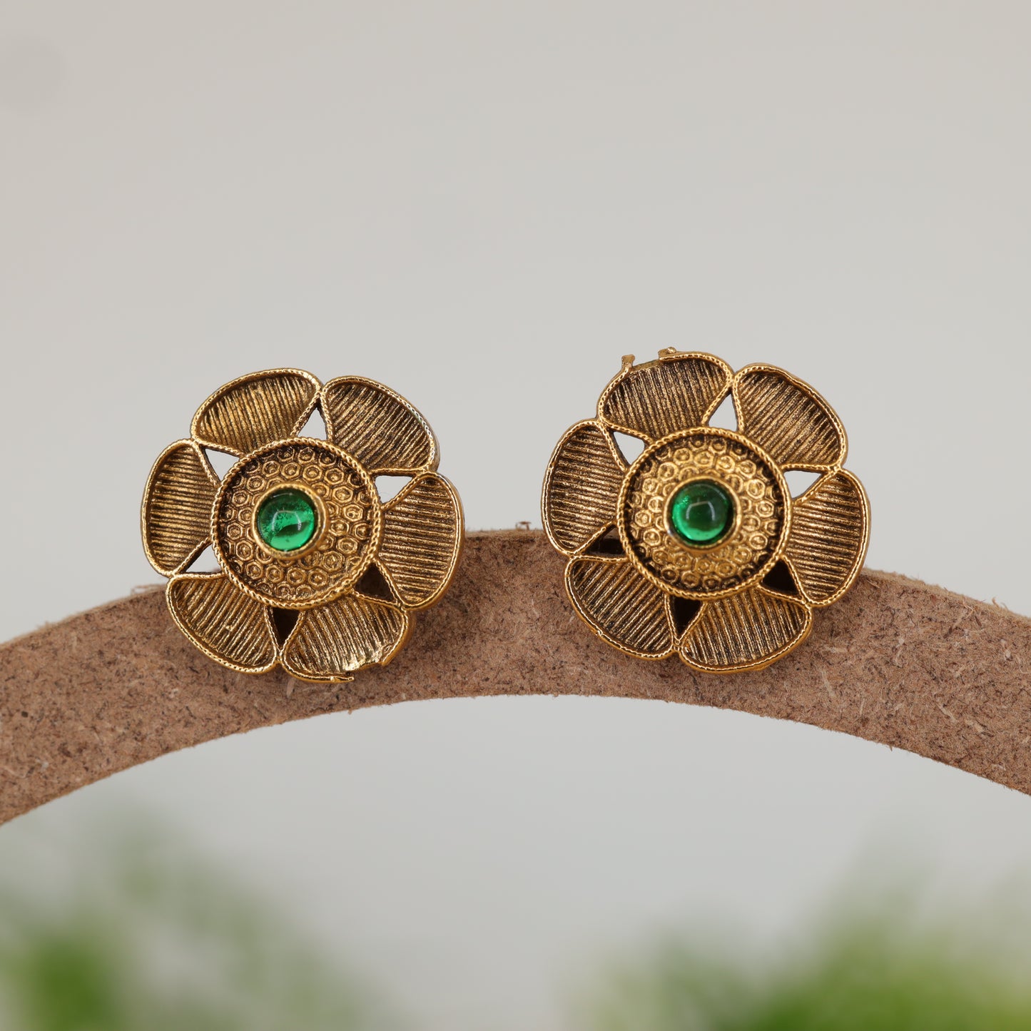 Divya Petal Mandala Stud Earrings with Radiating Filigree Design