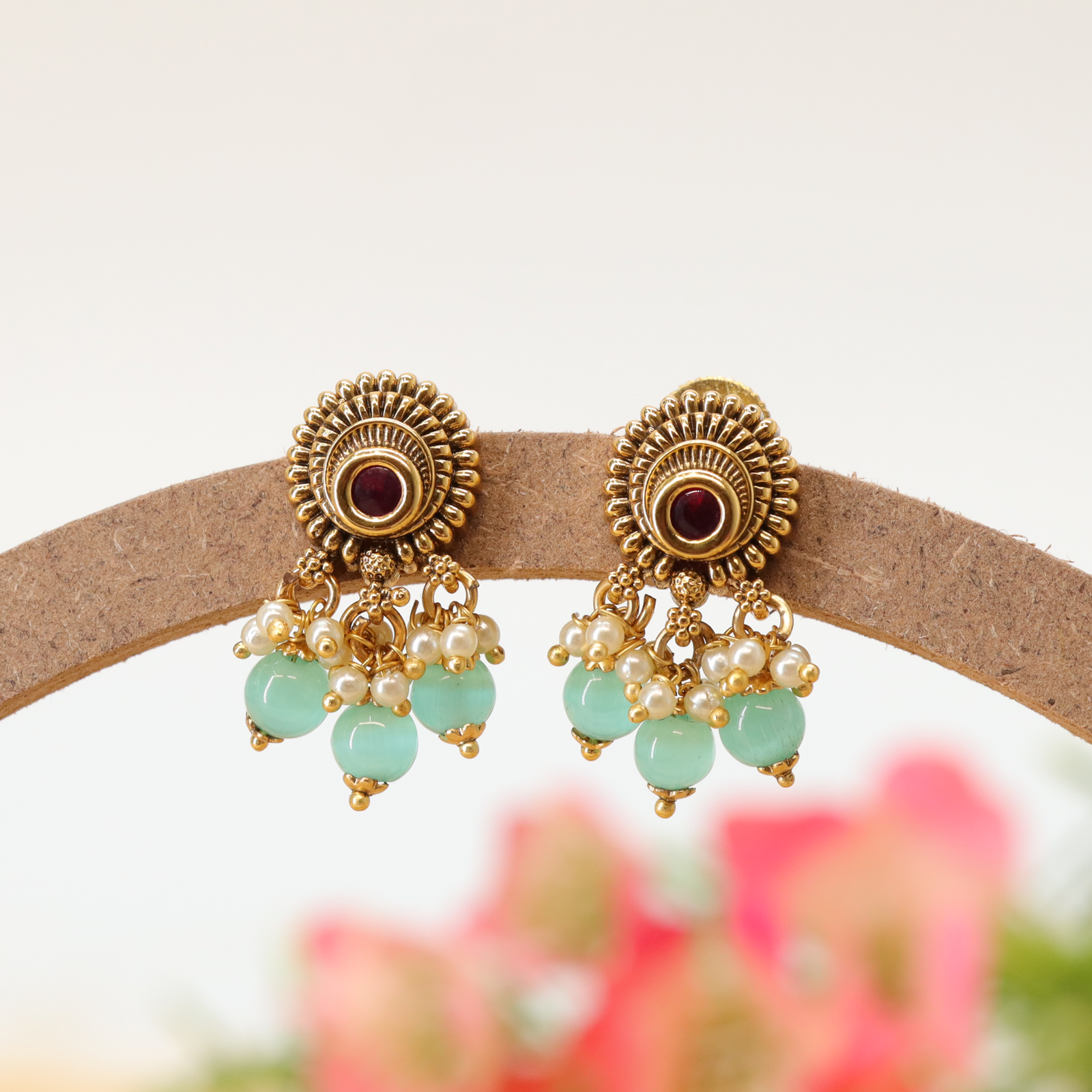 Classic Round Stud Earrings with Crystal Centre and Hanging Drops