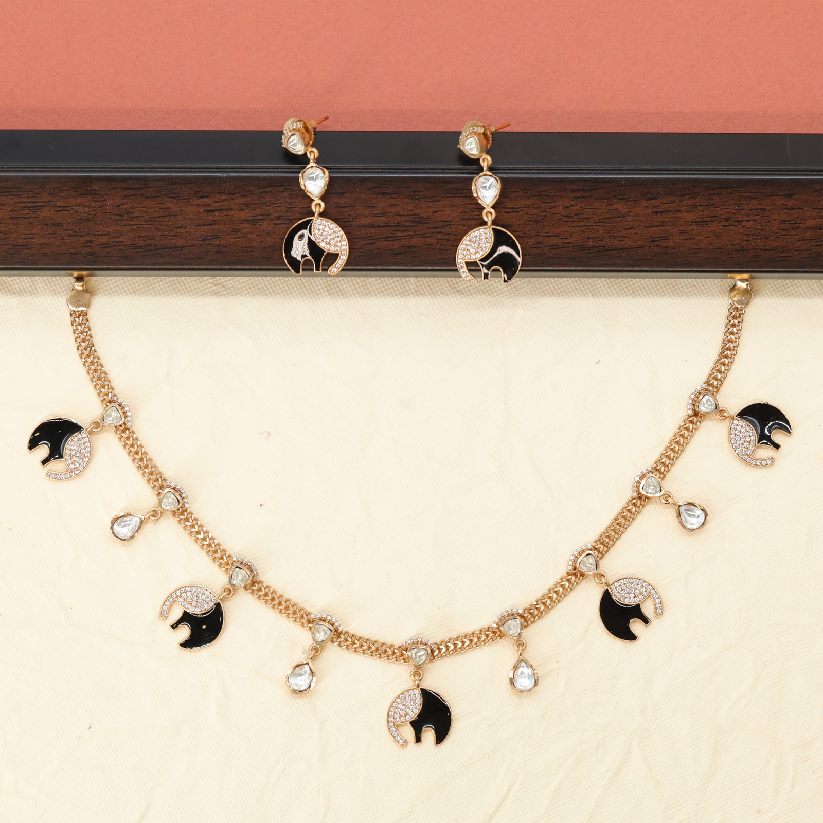 Decorative Chain Necklace with Curved Charms