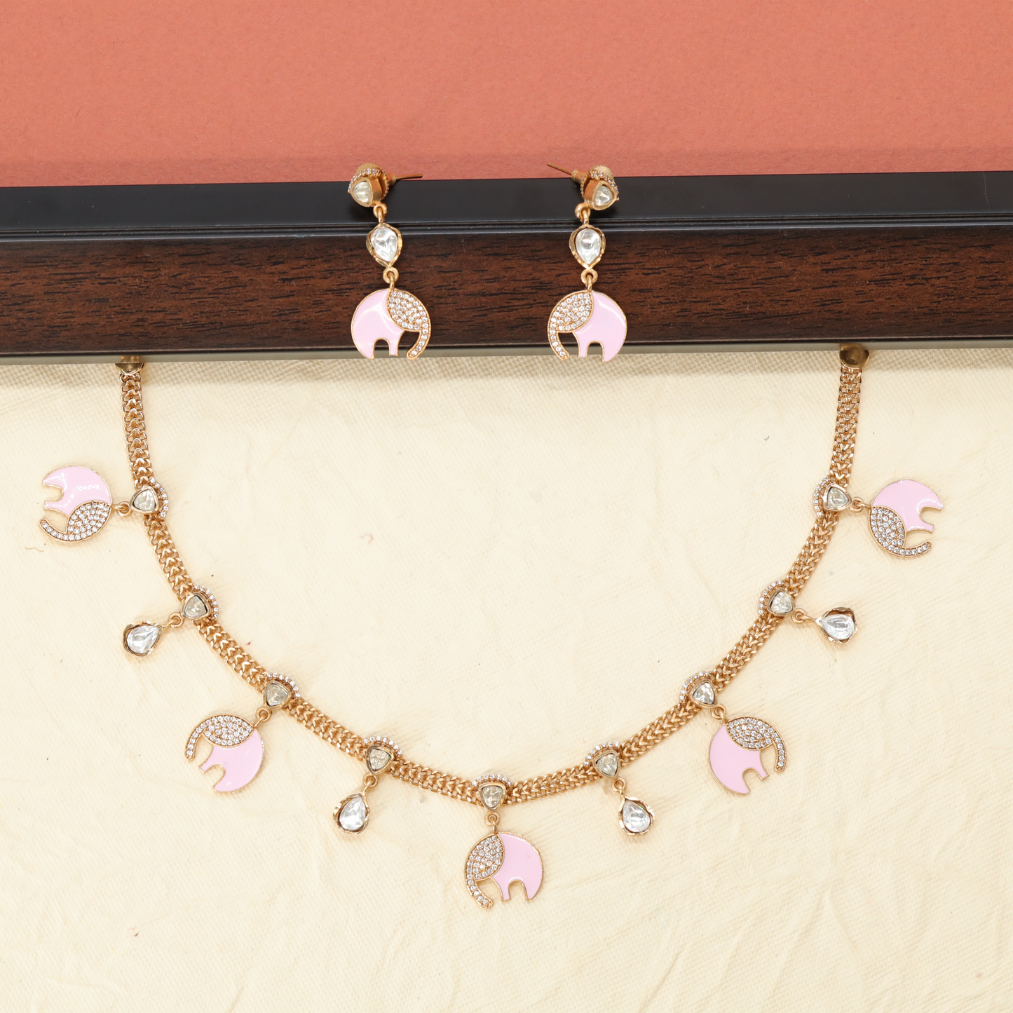 Decorative Chain Necklace with Curved Charms
