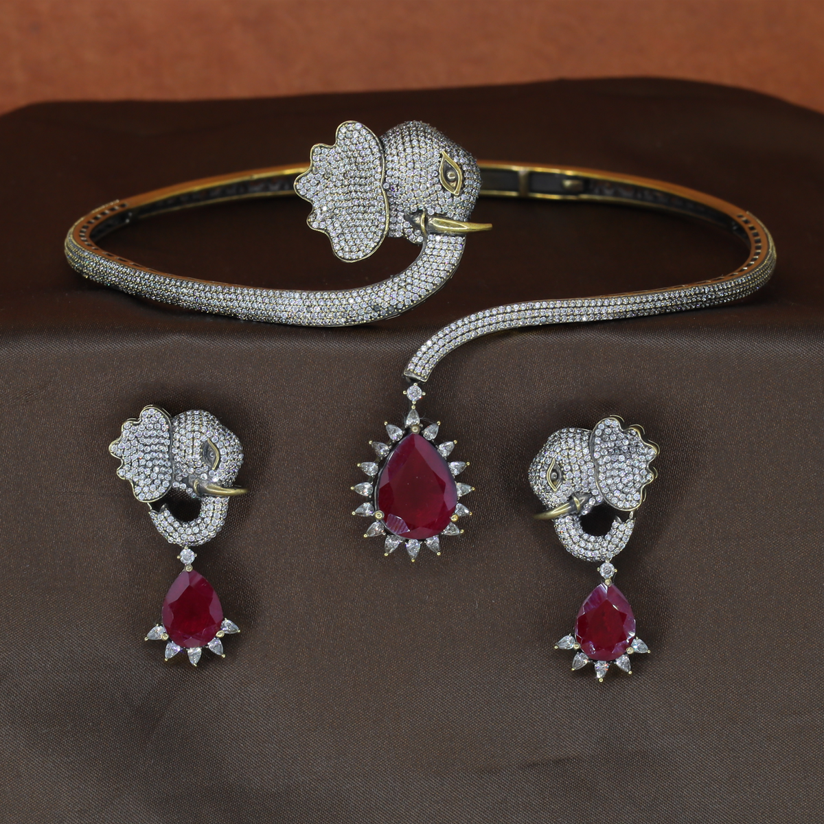 Signature Elephant Motif Necklace with Statement Drop Detail