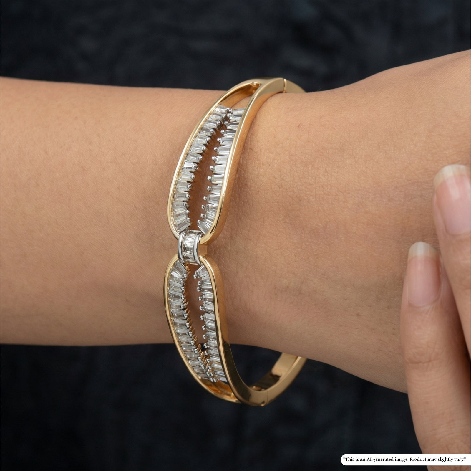 Modern Panel Joint Bracelet with Central Link Feature and Aligned Accent Rows