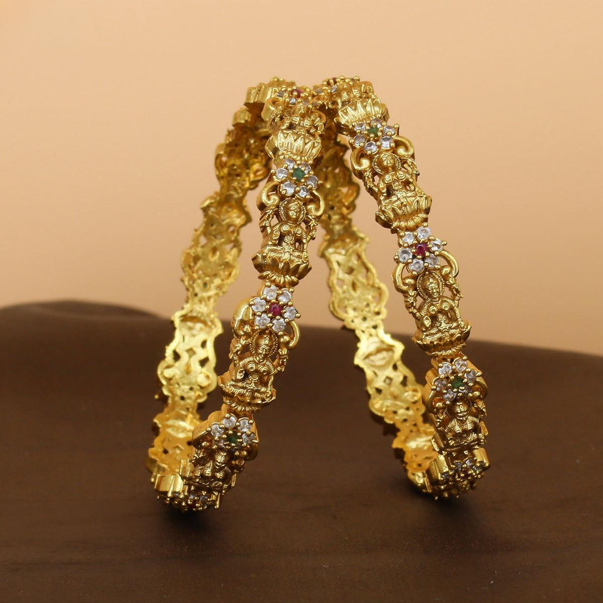 Antique Bangles With Detailed Lakshmi Work