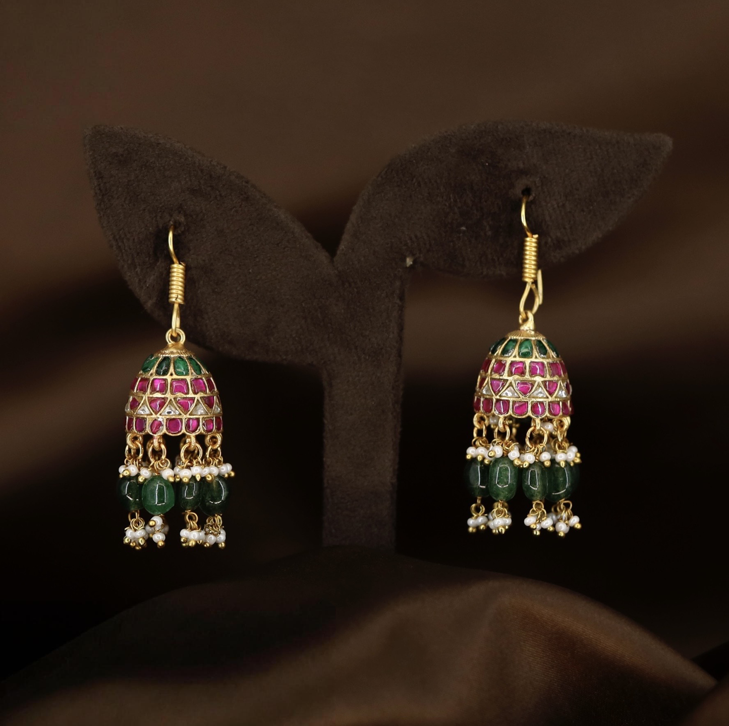 Artisan Dome Jumka with Openwork Pattern and Bead Drops
