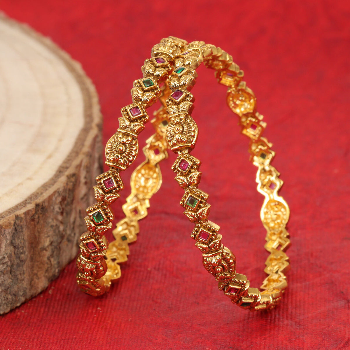 Premium Antique Bangles with Ornate Embossed Craftsmanship