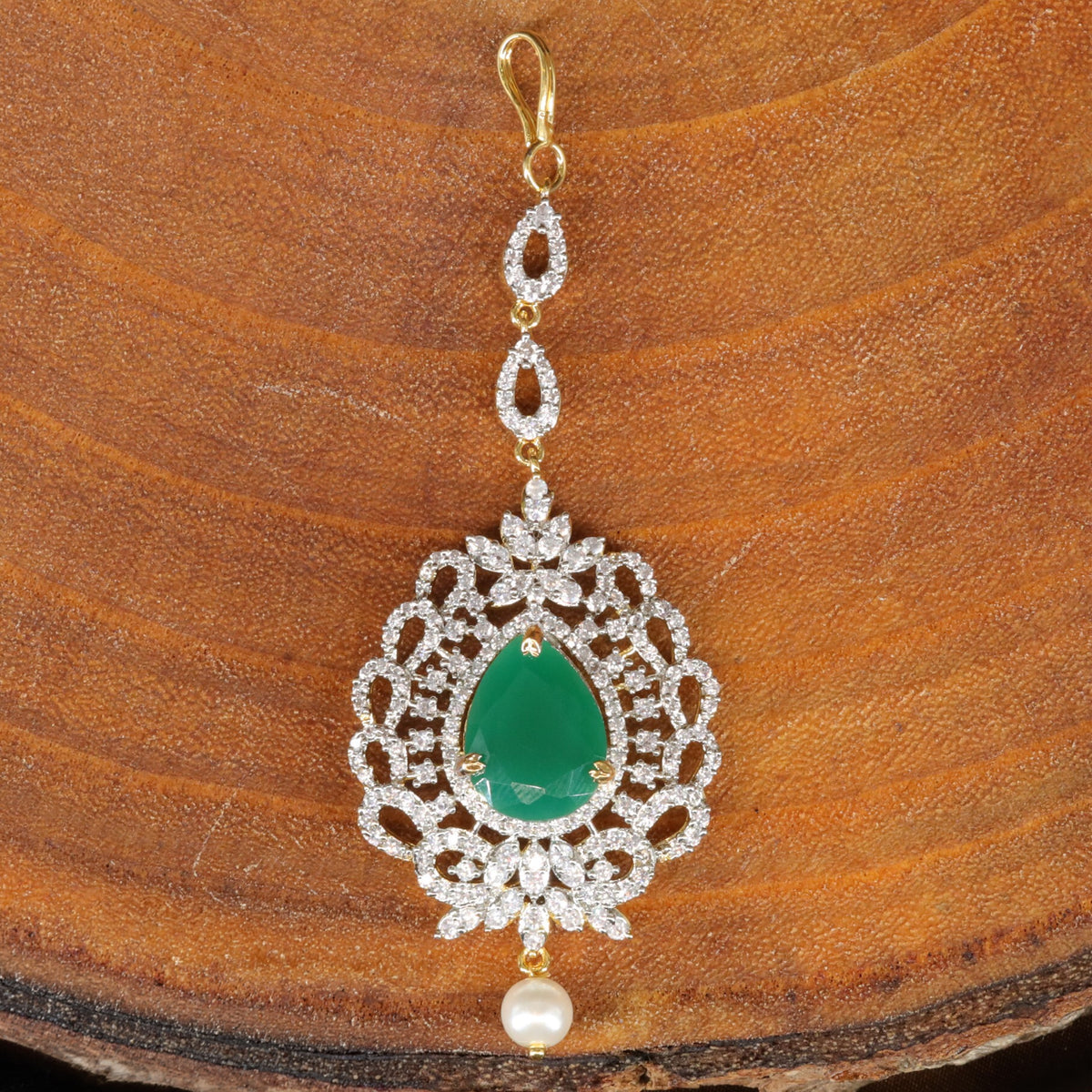 Classic GJ Tikka with Refined Floral Detailing and Pearl Drop