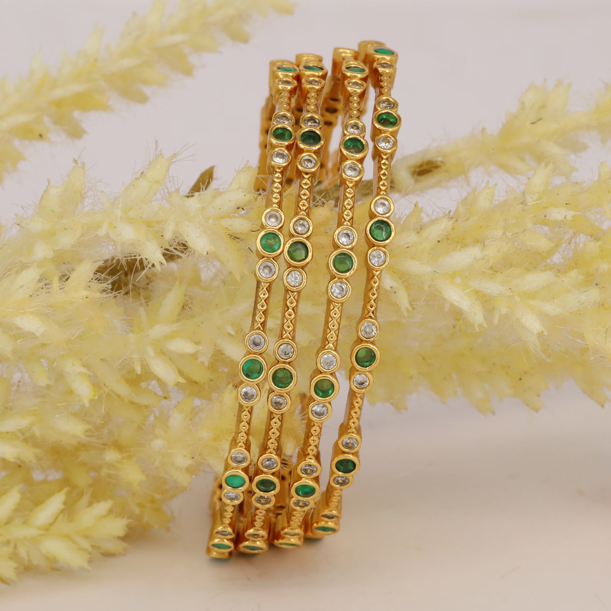 Slim Antique Bangles with Circular Accents
