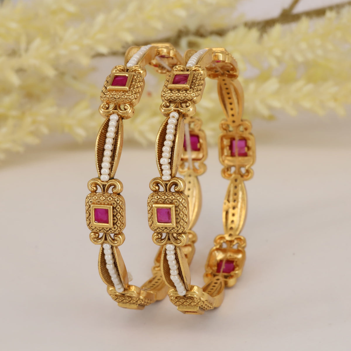 Statement antique bangles with refined traditional craftsmanship
