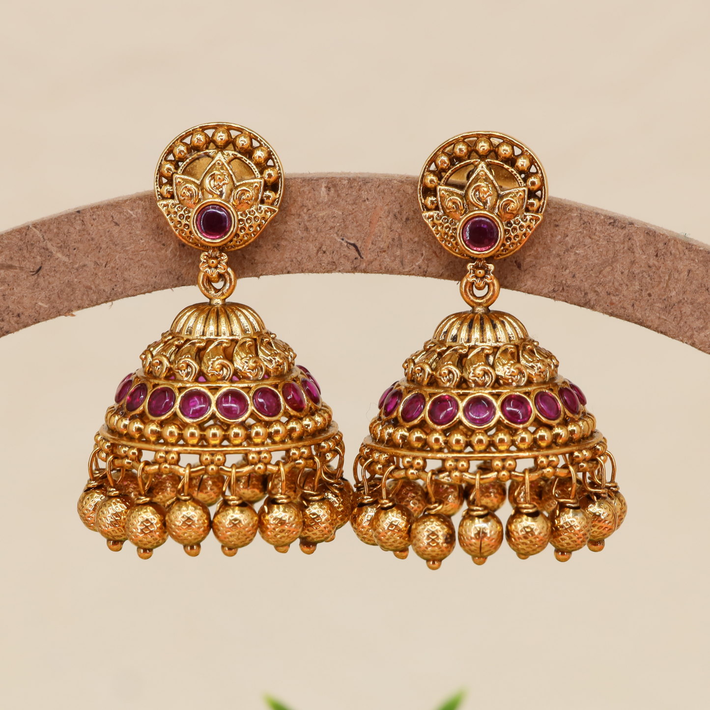 Decor Dome Jumka with Round Stud and Dense Drop Fringe