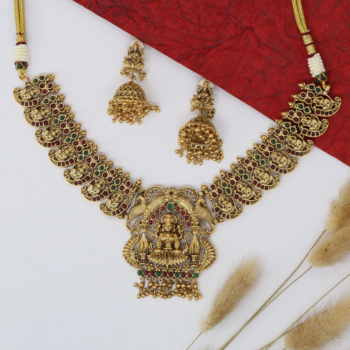 Signature Lakshmi Necklace with Intricate Traditional Craftsmanship