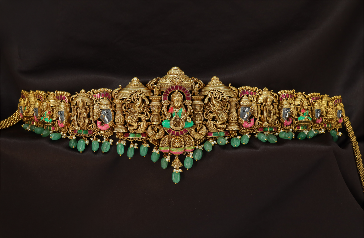 Antique Lakshmi Waist Belt with Temple Detailing
