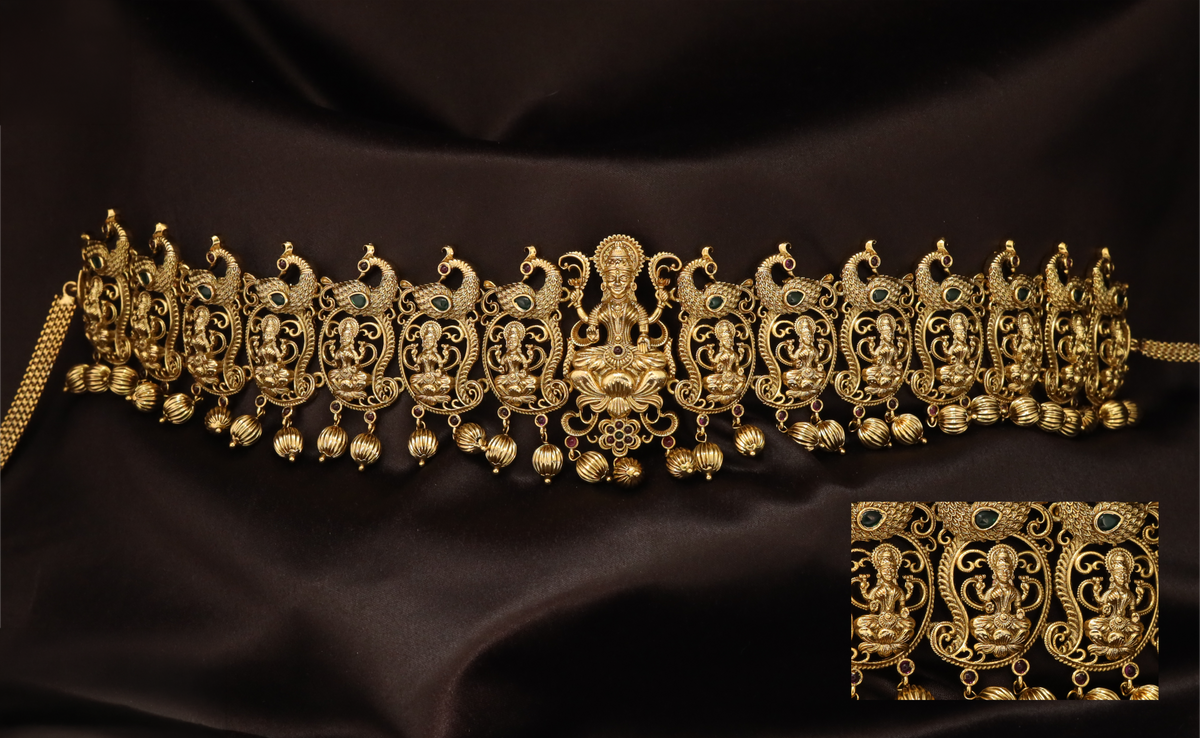 Antique Lakshmi Peacock Waist Belt with Ornate Detailing