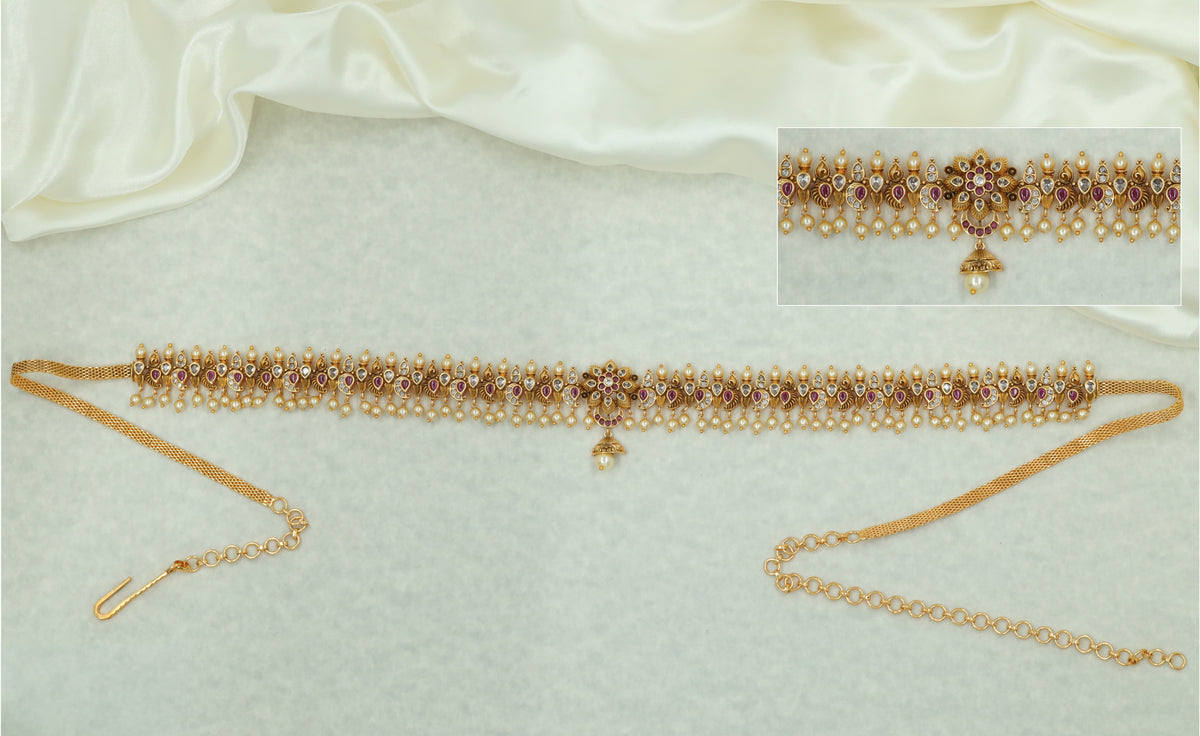 Royal Antique Waist Belt With Floral Medallion Centrepiece