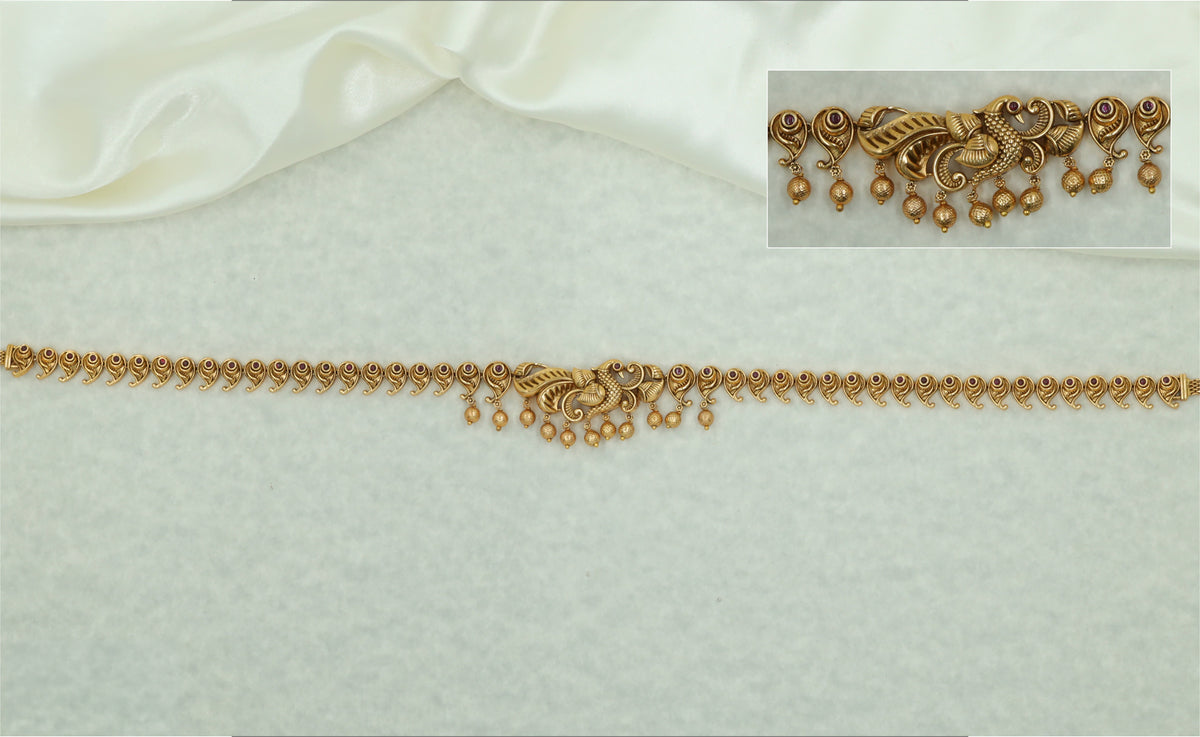 Royal Antique Waist Belt With Peacock Centrepiece Detailing