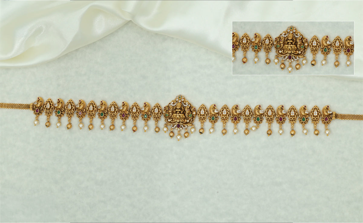 Regal Goddess Lakshmi Waist Belt With Ornate Craftsmanship