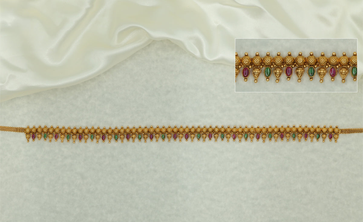 Royal Antique Waist Belt With Intricate Oval Drop Detailing