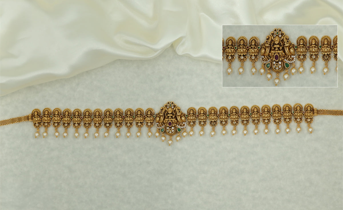 Traditional Bridal Waist Belt With A Prominent Lakshmi Centrepiece