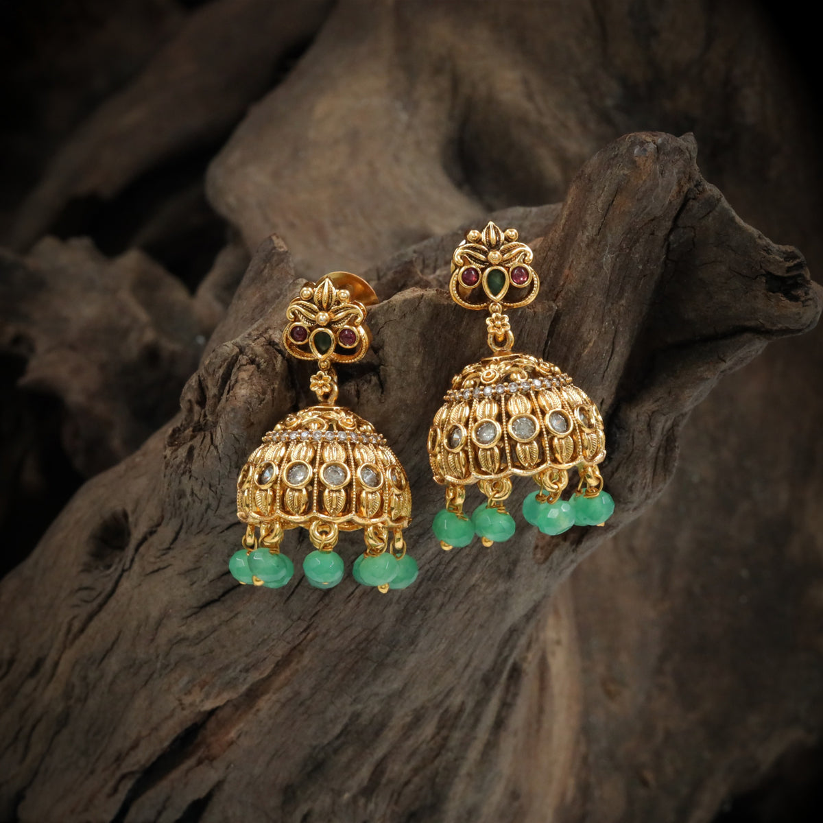 Antique Jumka Featuring Elegant Openwork And Bead Accents