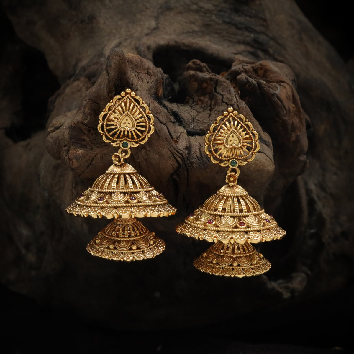 Antique Jumka with Fanwork Tops and Double Domes