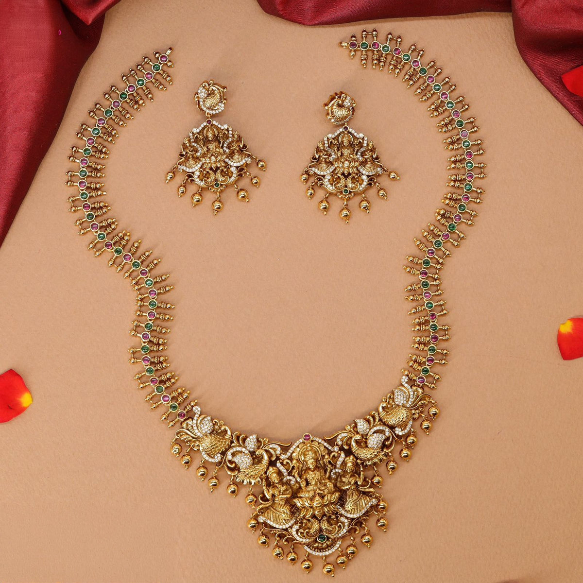 Traditional Lakshmi Haram With Matching Drops