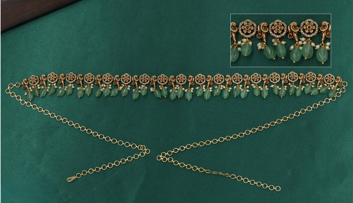 Traditional Antique Waist Belt Featuring Repeating Rosette Designs