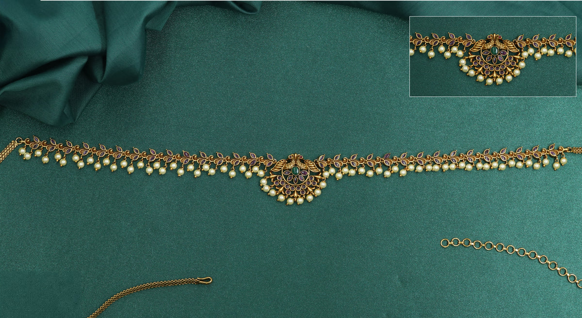 Classic Waist Belt With Peacock Inspired Centre Detailing