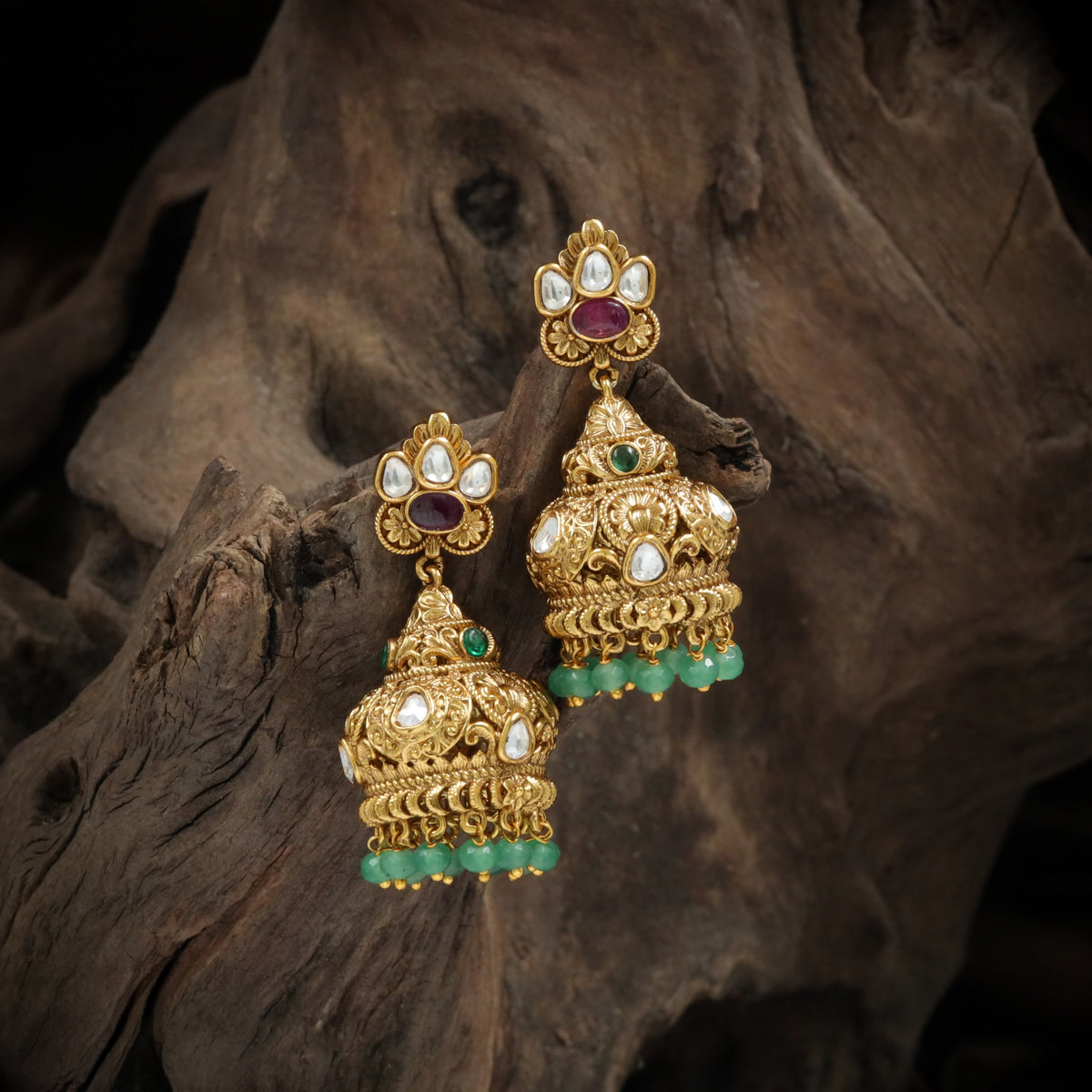 Antique Jumka with Detailed Scrollwork and Beaded Lower Edges