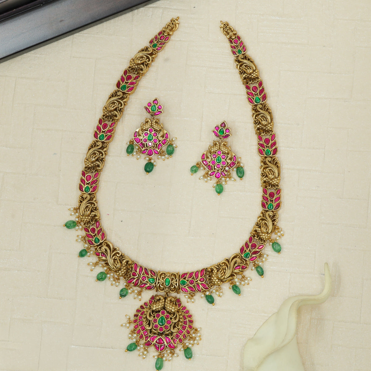 Signature Antique Long Haara With Floral Stonework