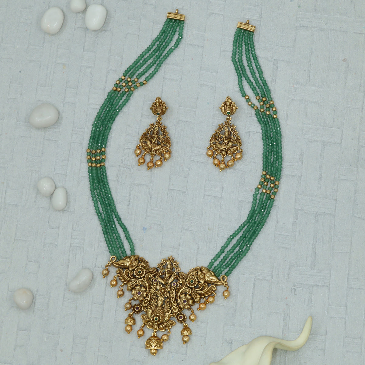 Antique Krishna Multi Strand Bead Long Haara Set