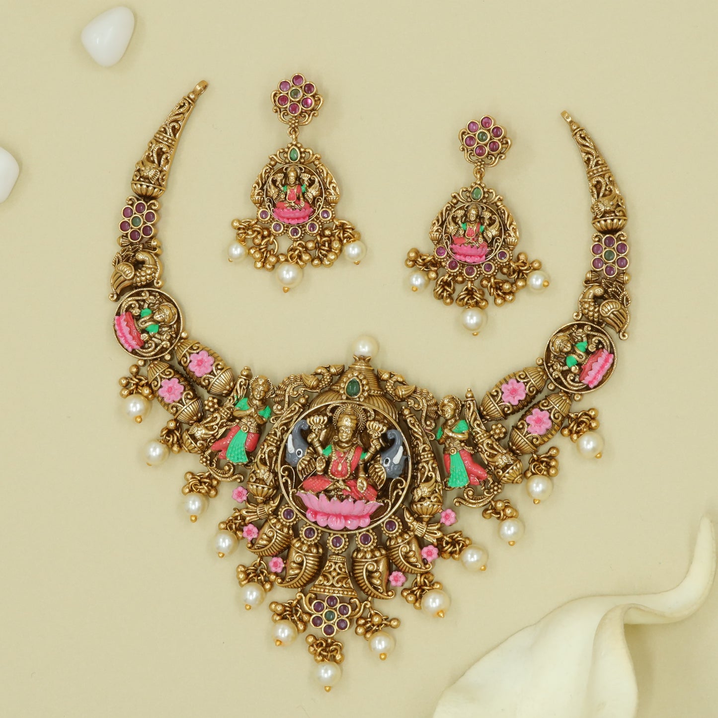 Antique Lakshmi Prabhavali Necklace Set