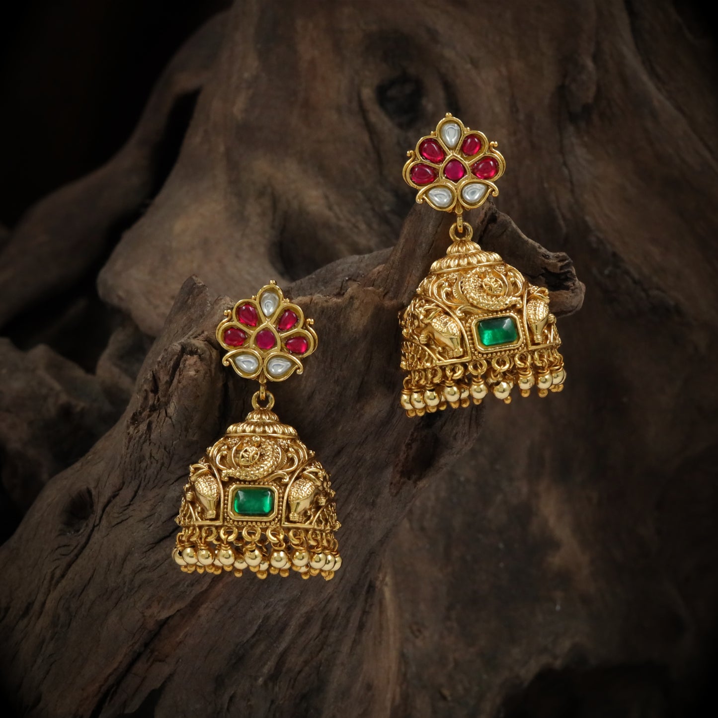Antique Temple Dome Jhumka Earrings