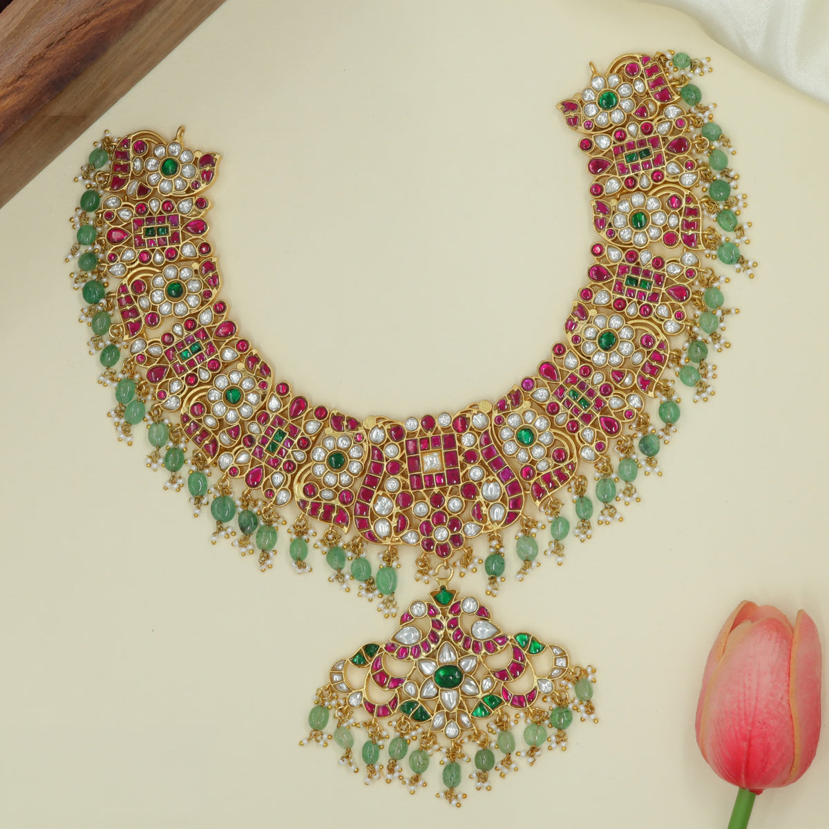 Heritage Jadau Necklace Featuring an Ornate Statement Pendant