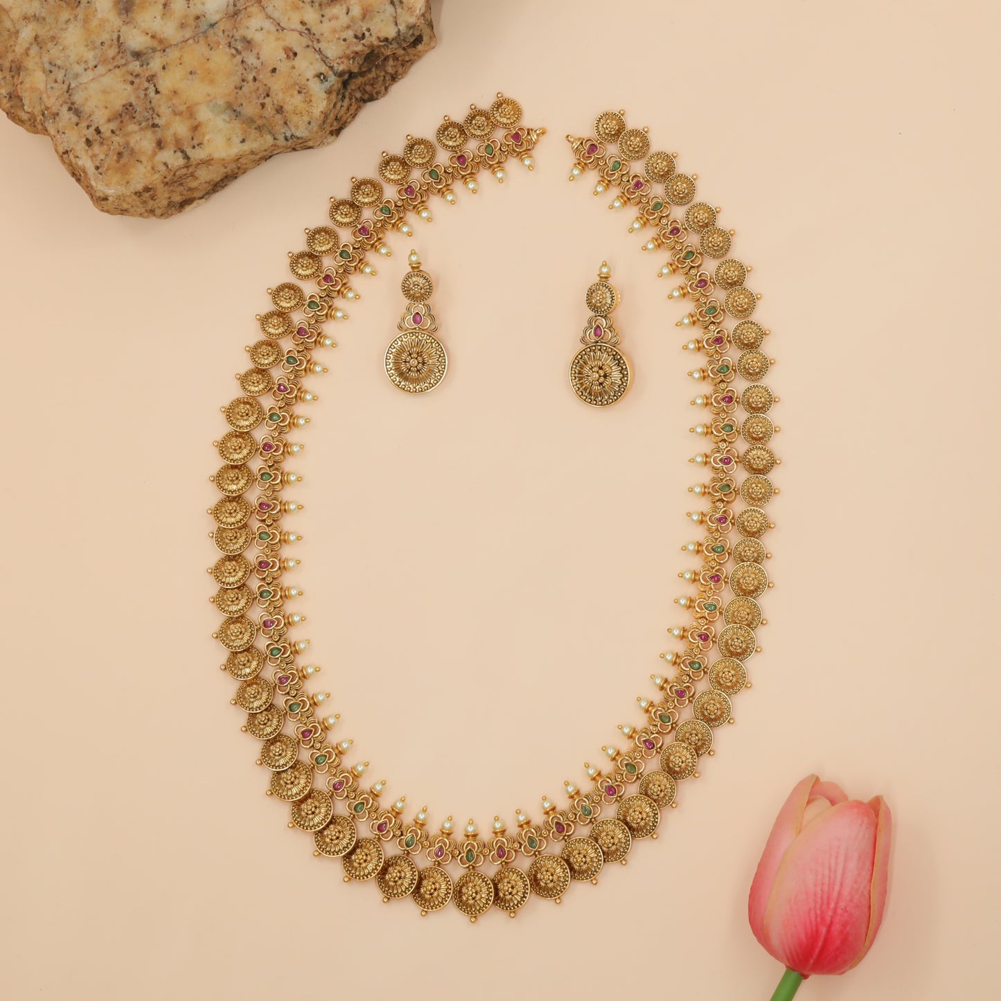 Antique Coin Cascade Long Haara Set