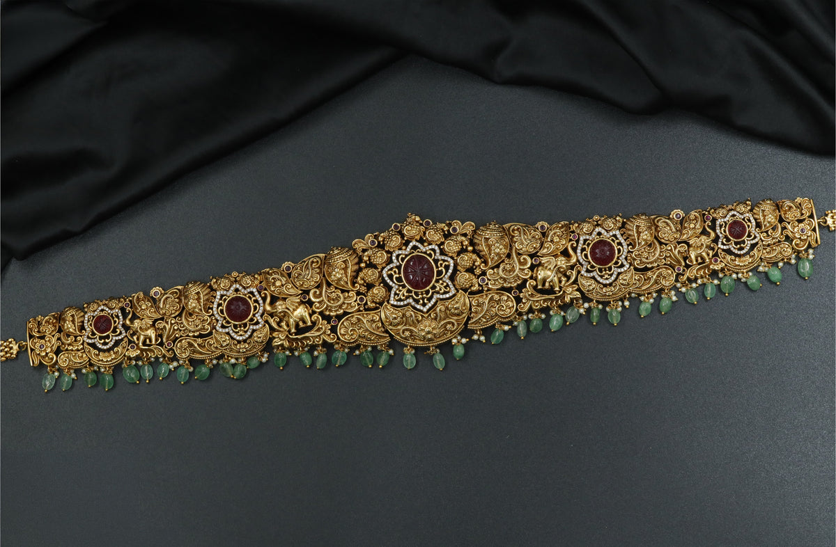 Grand Antique Waist Belt With Ornamental Floral Panels