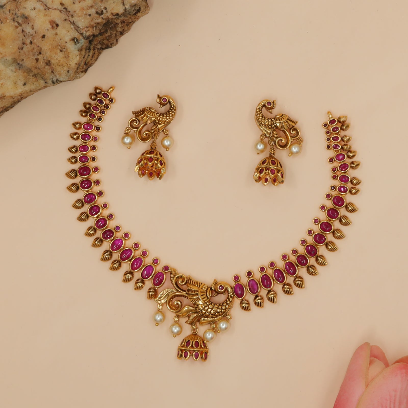 Antique Peacock Motif Necklace Set