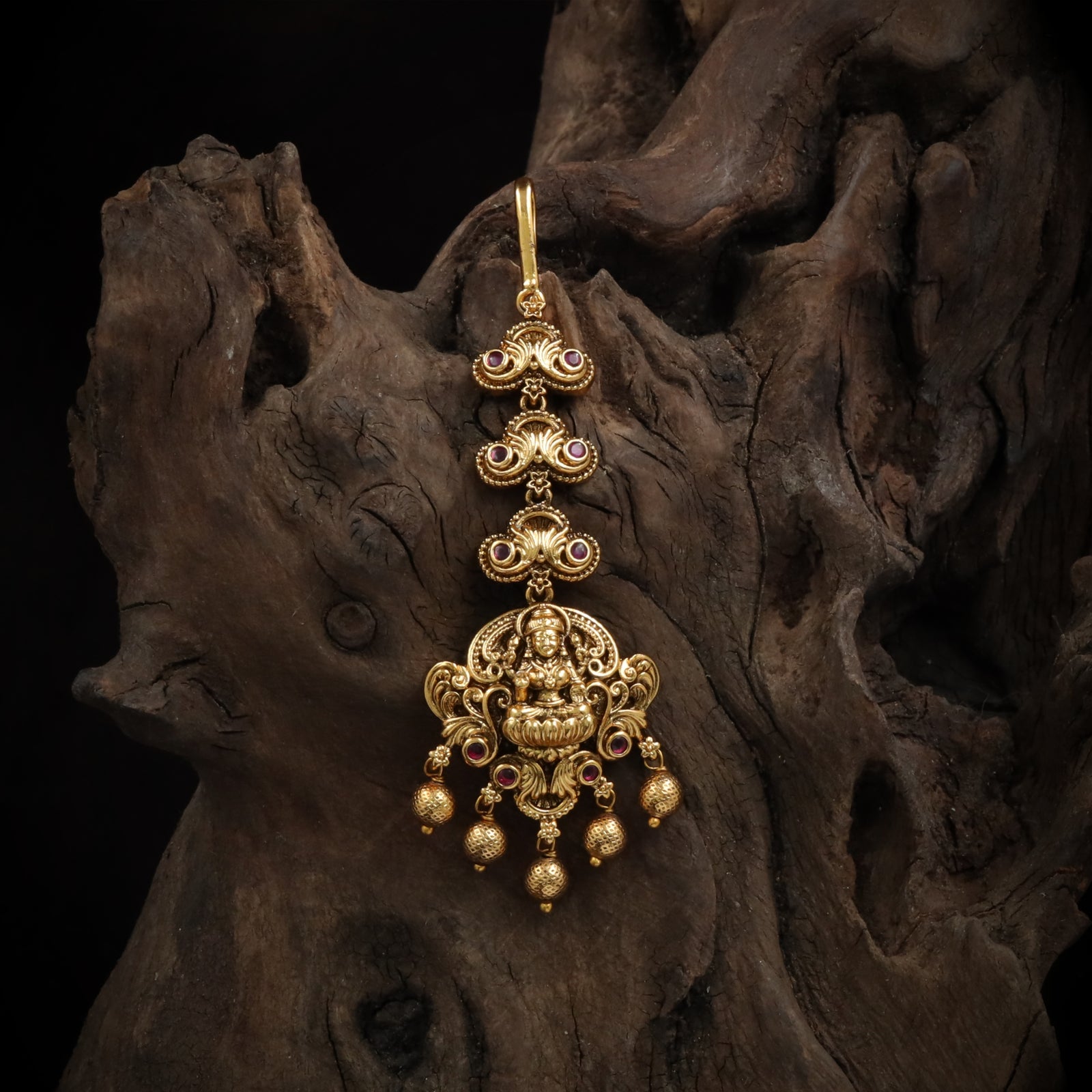 Antique Seated Lakshmi Drop Maang Tikka