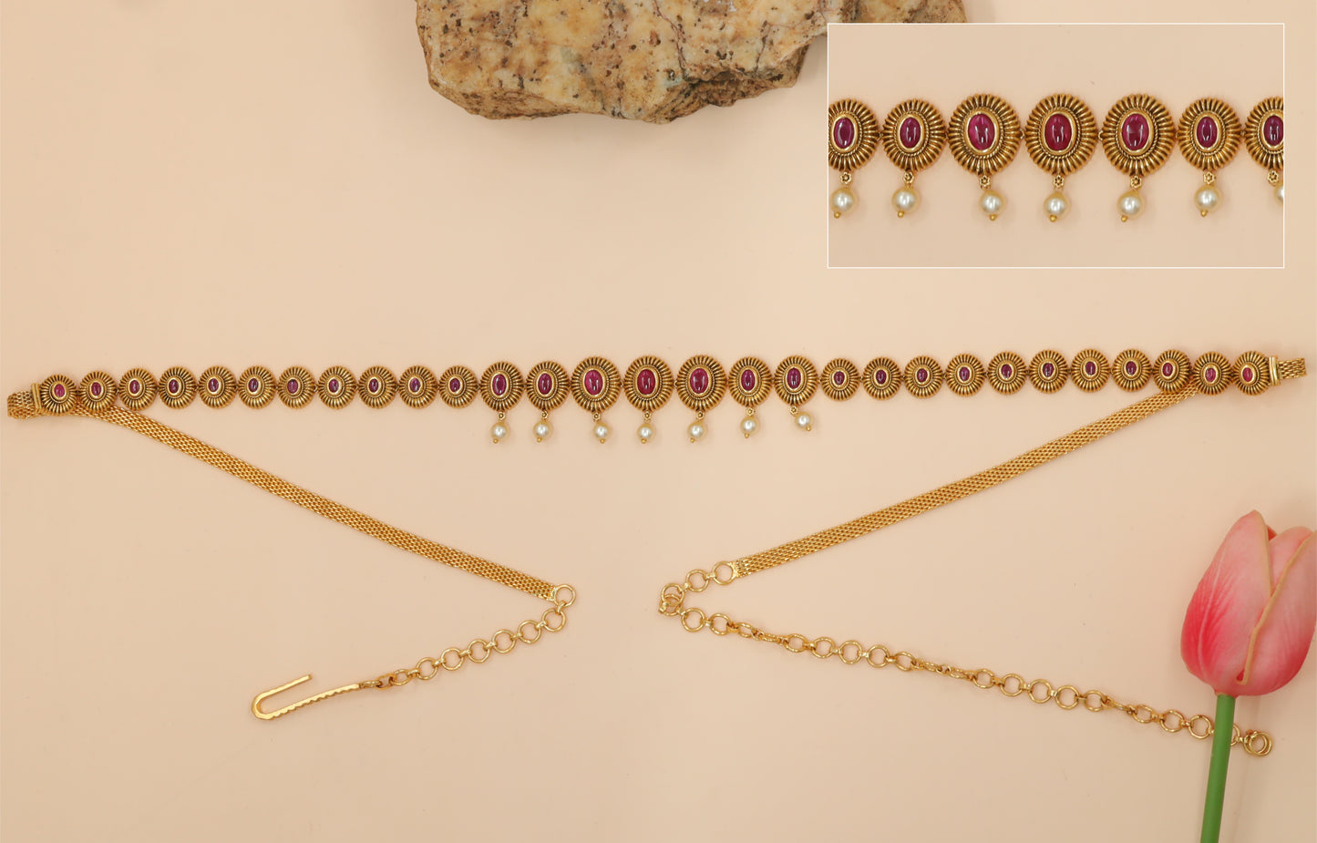 Antique Oval Stone Waist Belt