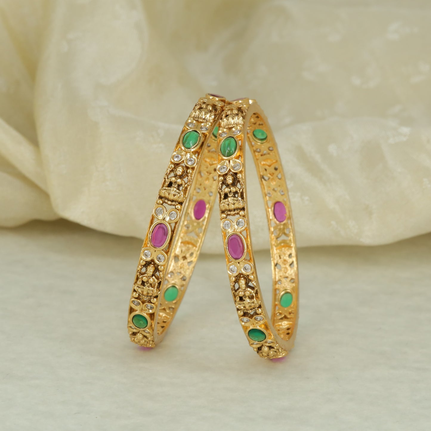 Royal Heritage Stone-Studded Bangle Pair
