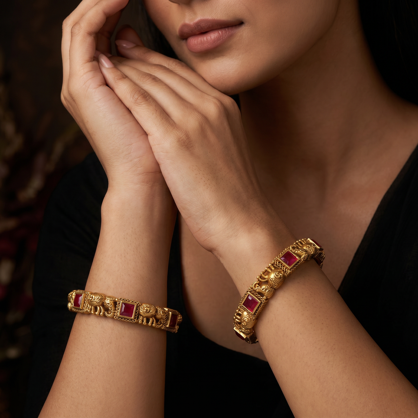 Antique Elephant Motif Bangles