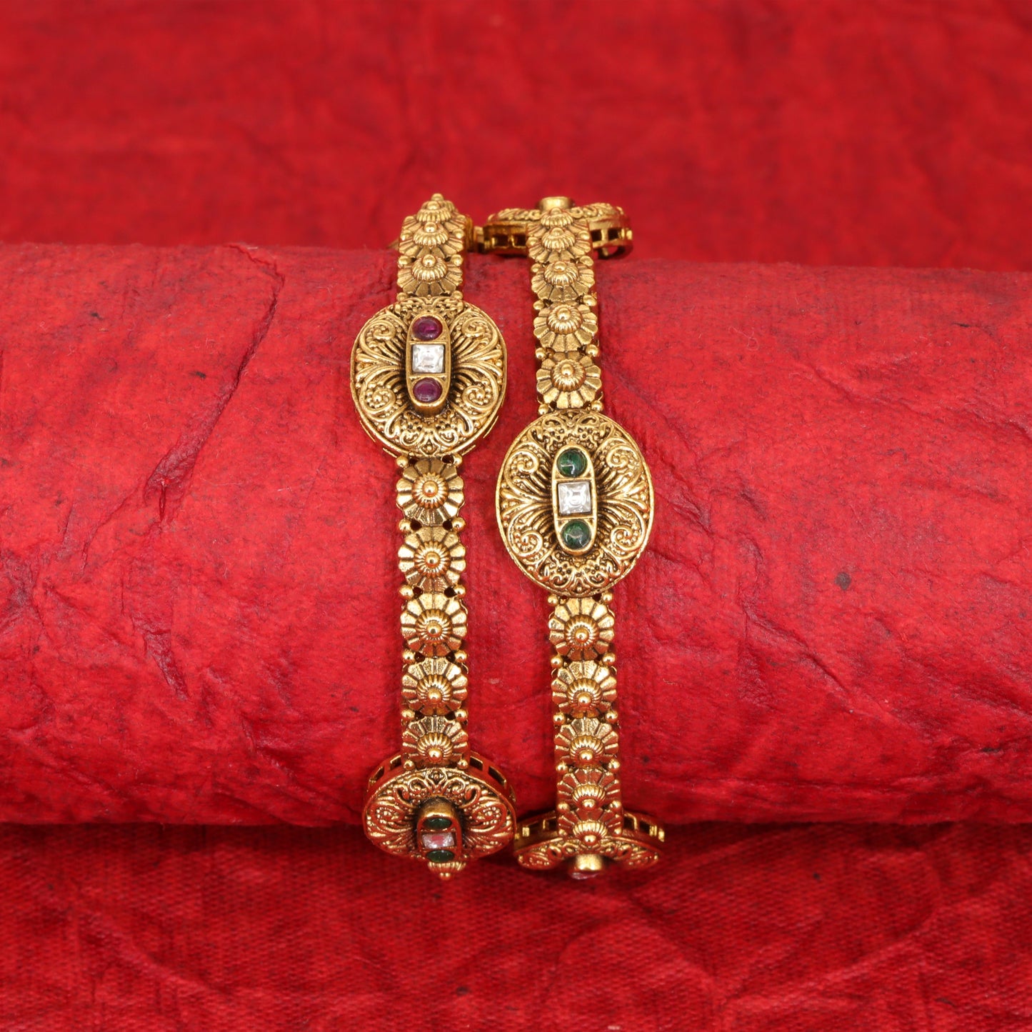Antique Royal Medallion Floral Bangles