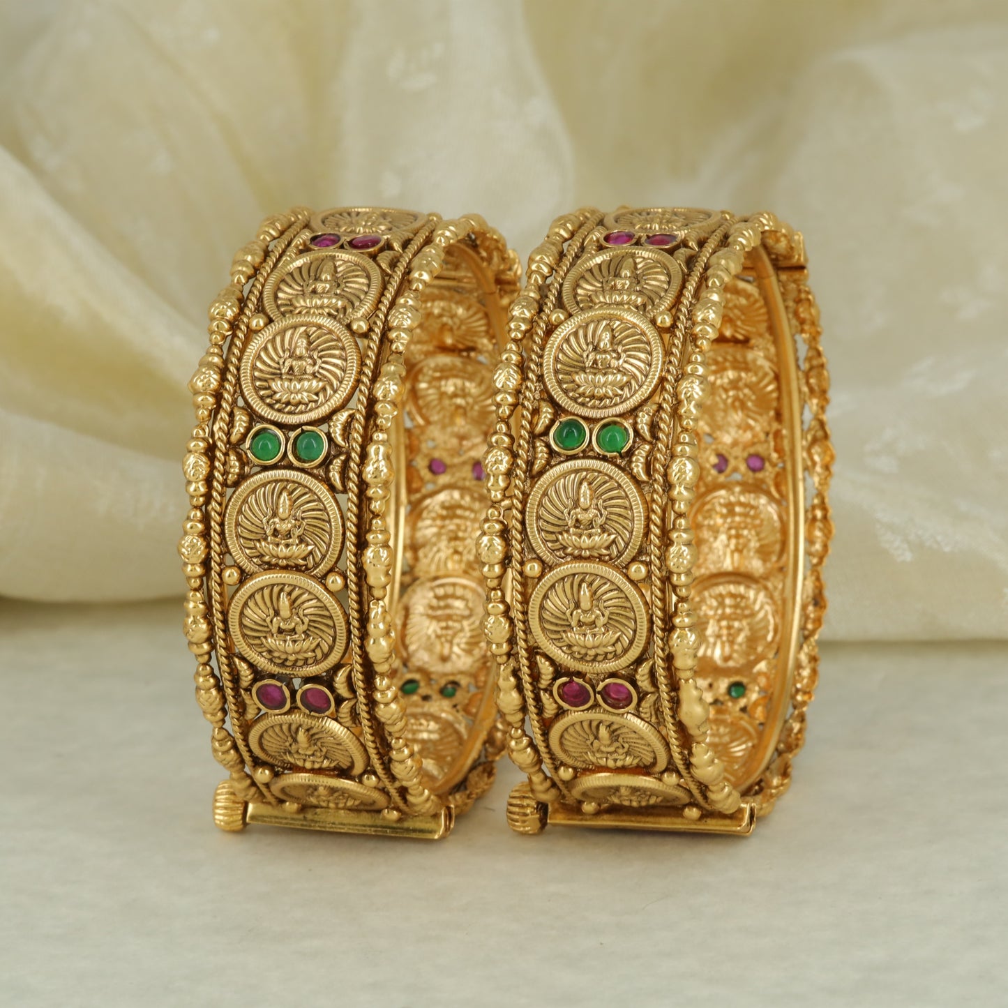 Antique Lakshmi Coin Motif Heritage Bangle Set