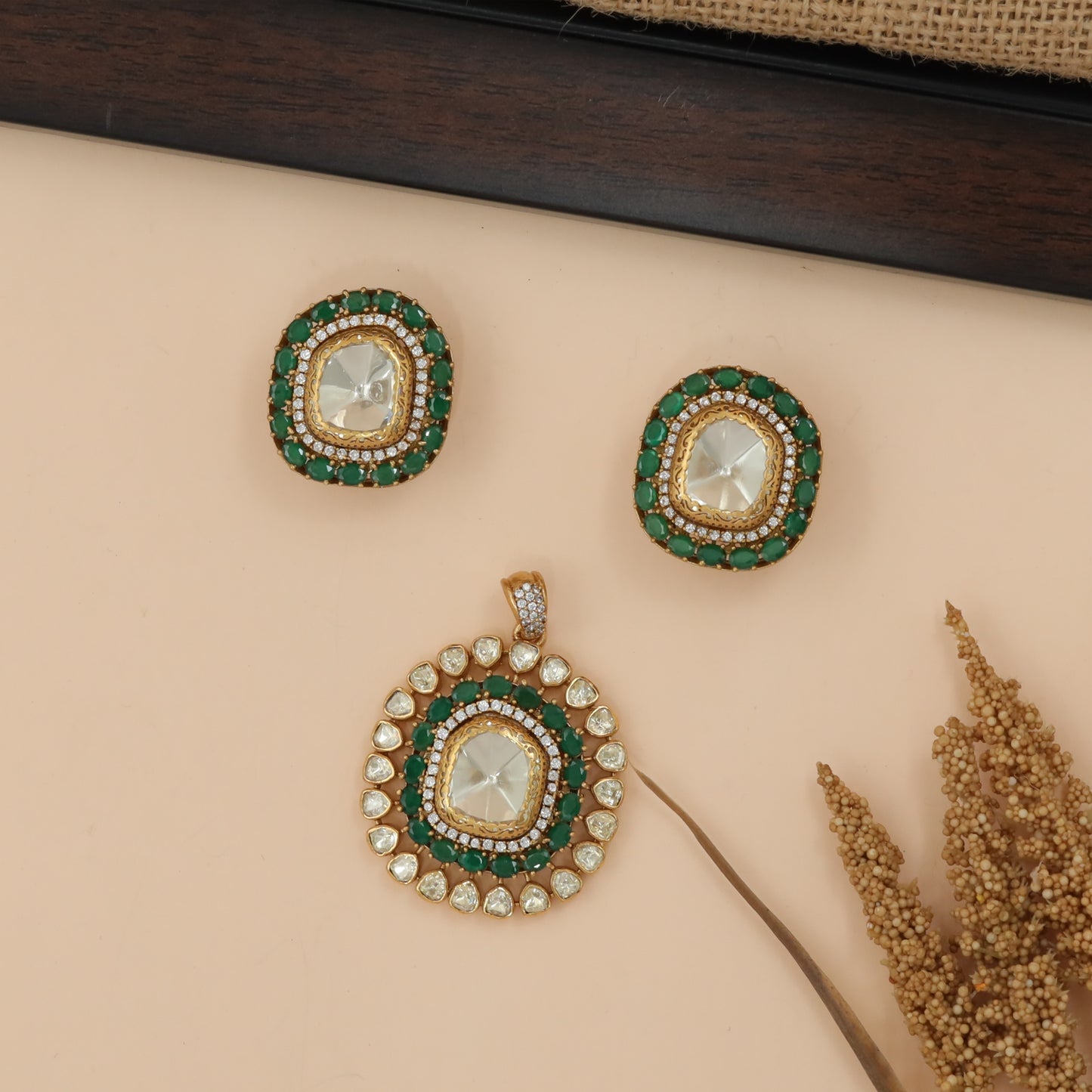 Framed Sun Design Pendant Set