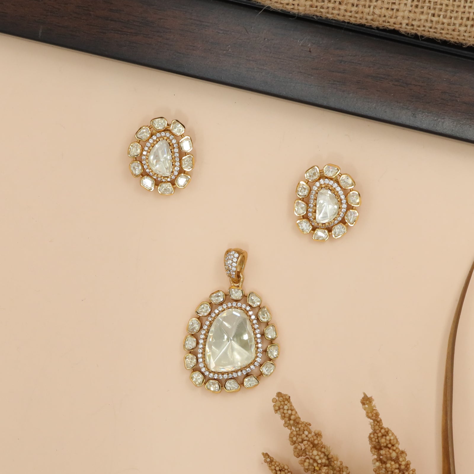 Classic Pear Halo Pendant Set